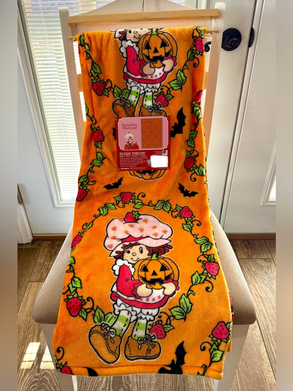 Strawberry Shortcake Halloween Orange Jack O’ Lantern Blanket 50” x 70” NWT